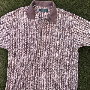 Architect Taupe & White Striped Script Polo